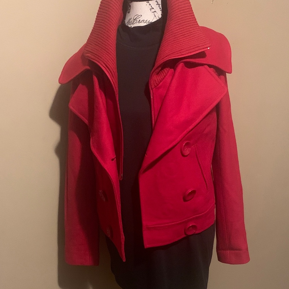 Route 66 Bold Red Peacoat